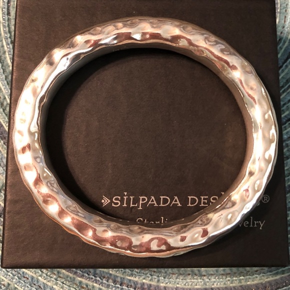 Silpada Oval Hammered Sterling Bangle Bracelet B1117 - Picture 13 of 16